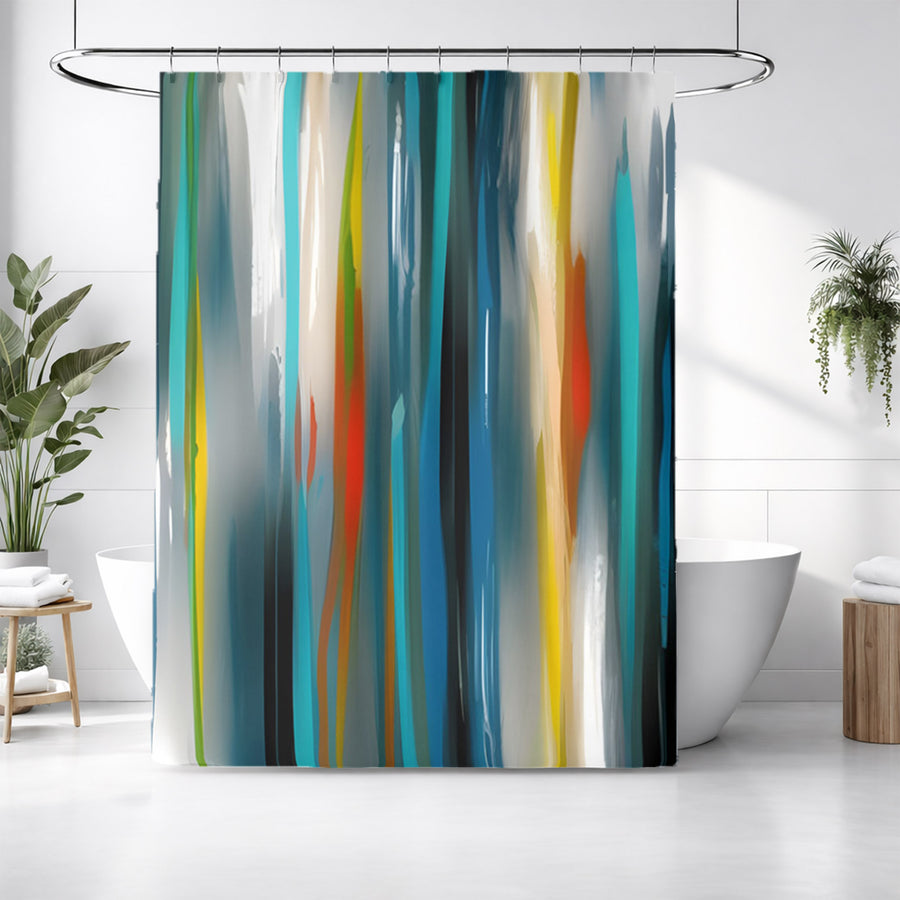 Multicolor Vertical Glow Abstract Pattern Shower Curtain