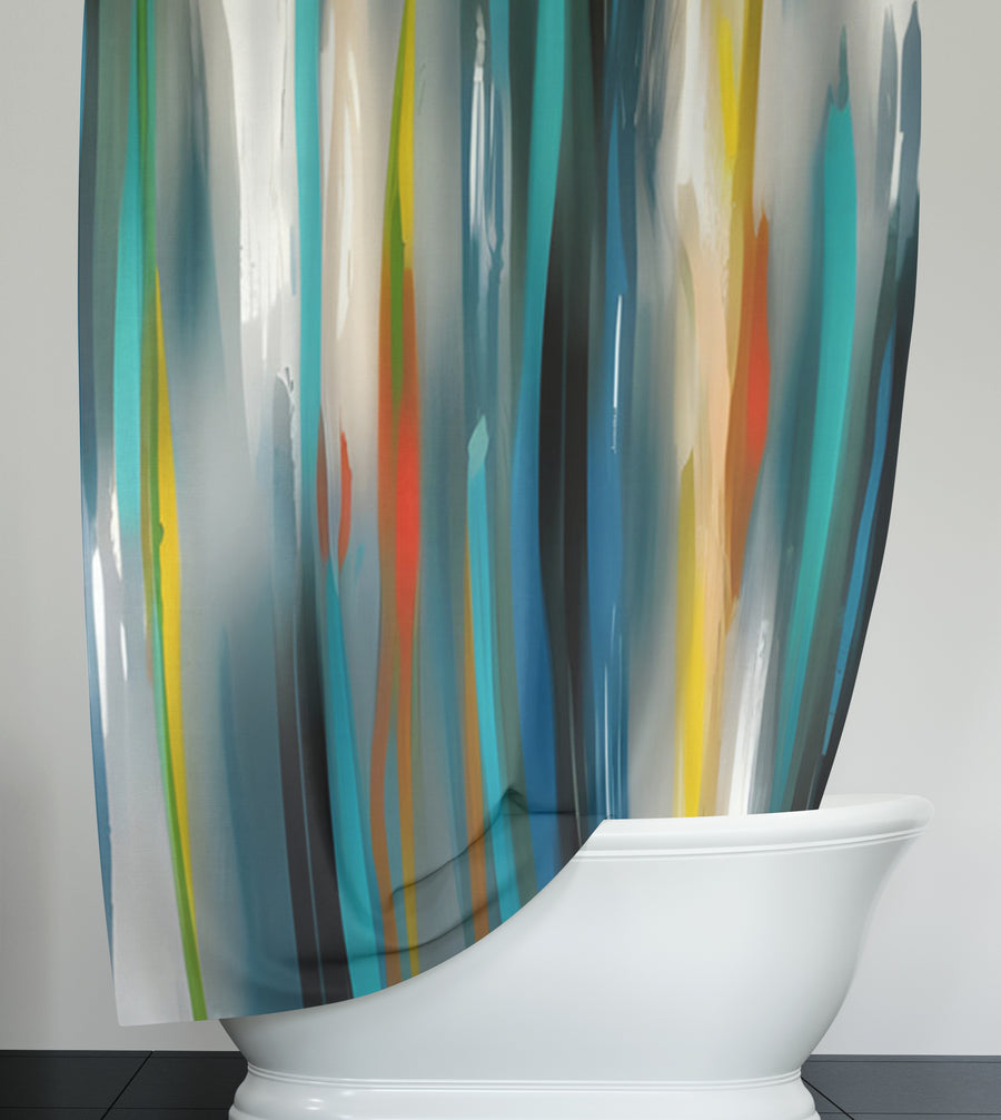 Multicolor Vertical Glow Abstract Pattern Shower Curtain