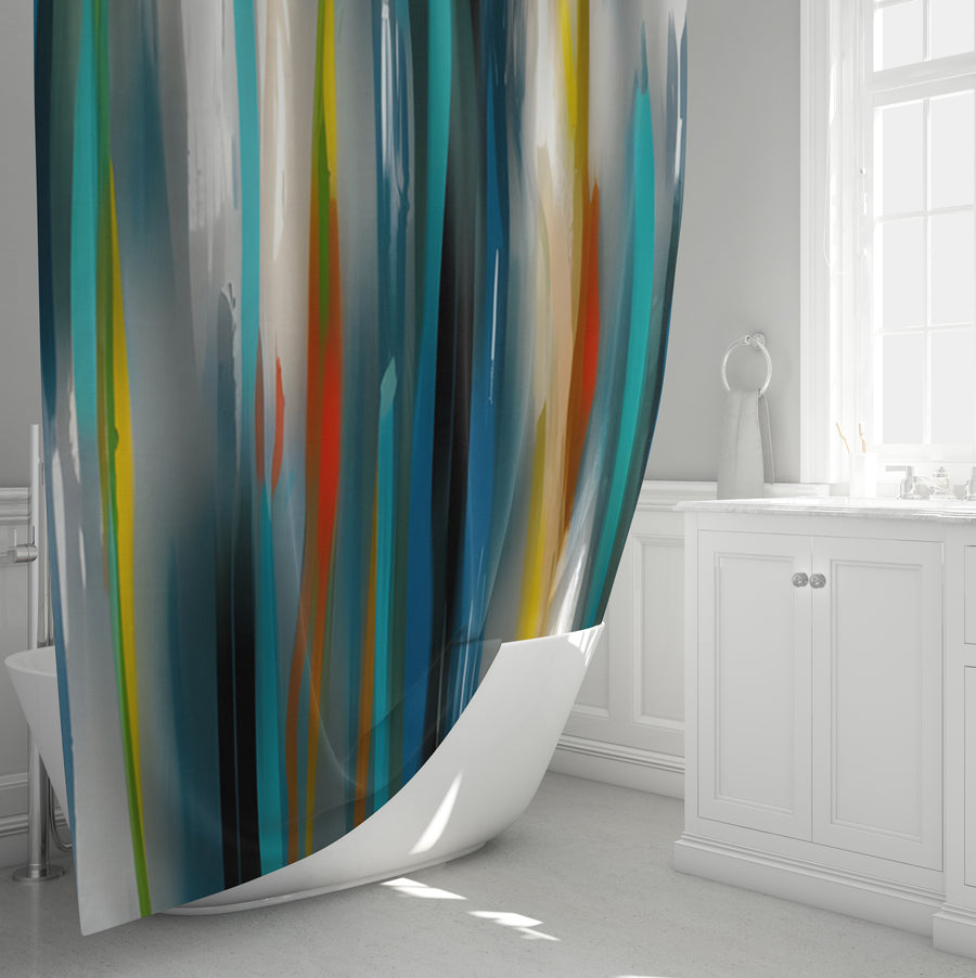 Multicolor Vertical Glow Abstract Pattern Shower Curtain