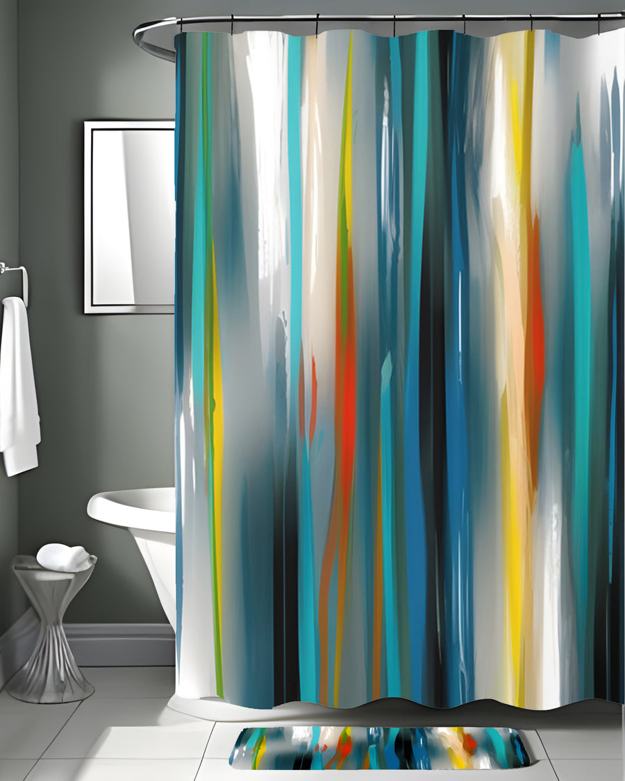 Multicolor Vertical Glow Abstract Pattern Shower Curtain