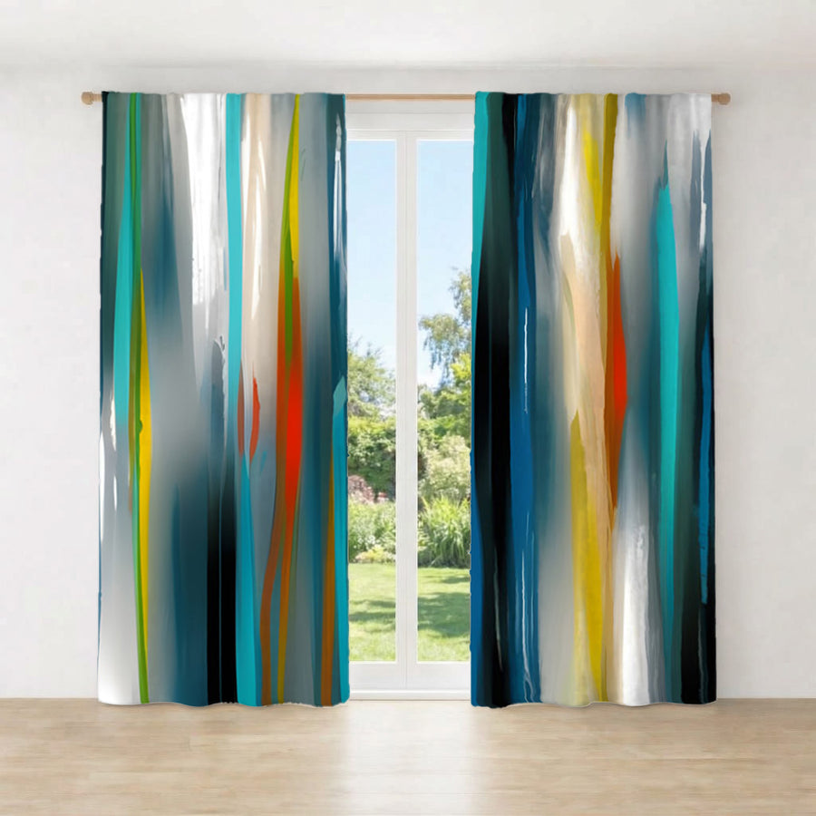 Multicolor Vertical Glow Abstract Pattern Window Curtains