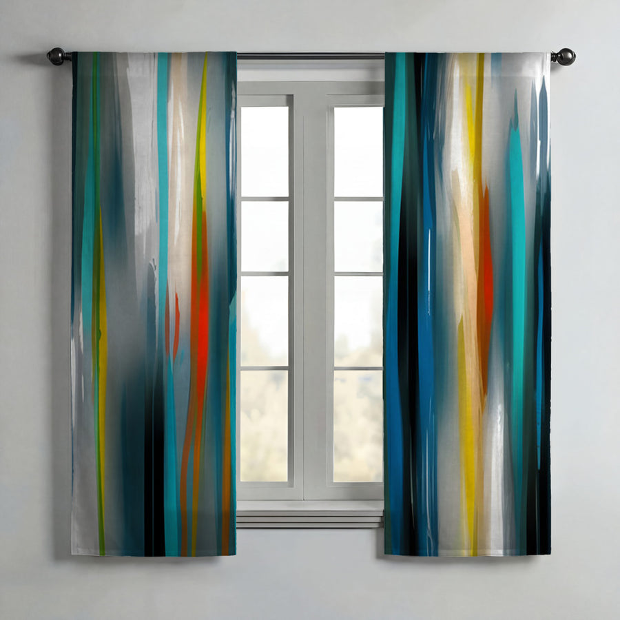 Multicolor Vertical Glow Abstract Pattern Window Curtains