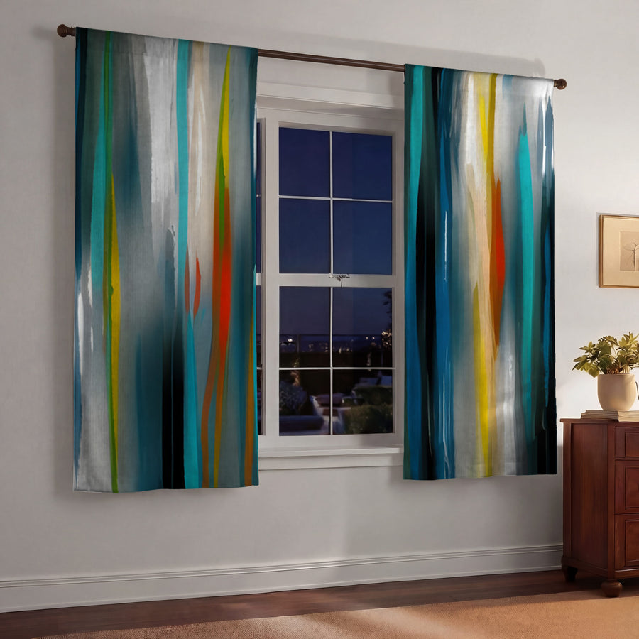 Multicolor Vertical Glow Abstract Pattern Window Curtains