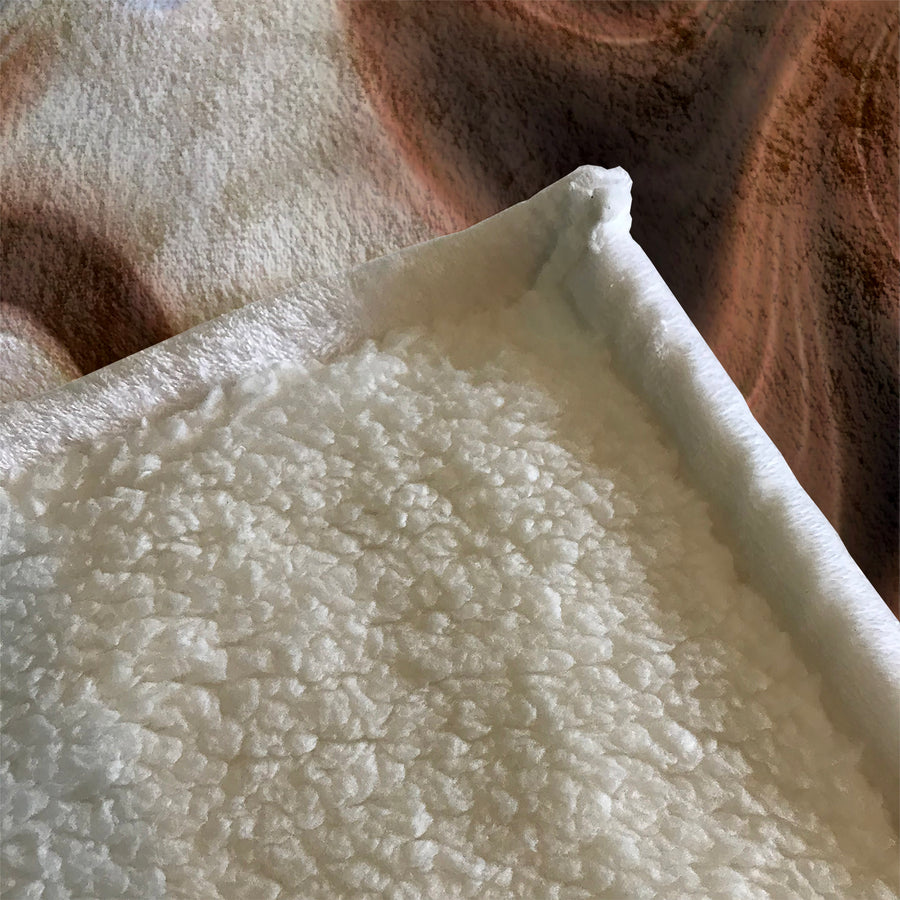 Blue and Brown Fluid Abstract Pattern Fleece Sherpa Blanket