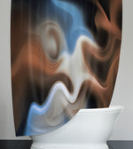Abstract Shower Curtains - Brown and Blue Smoke Swirl - Deja Blue Studios