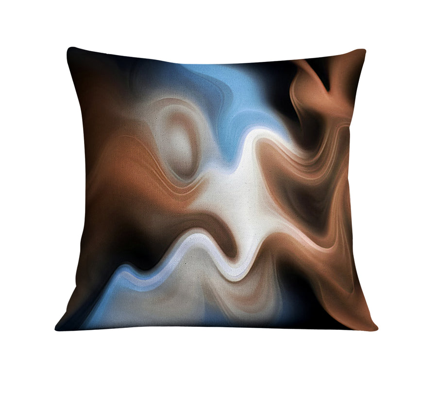 Blue and Brown Fluid Abstract Pattern Throw Pillow Cover