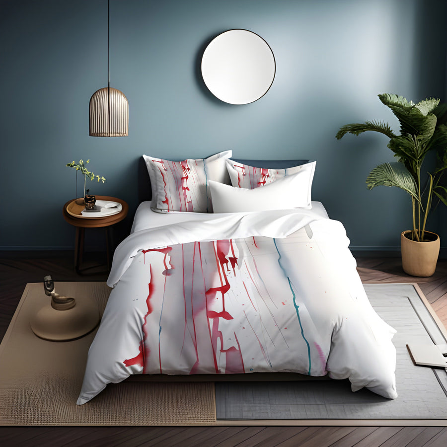 Red Minimalist Drip Abstract Pattern Duvet Cover
