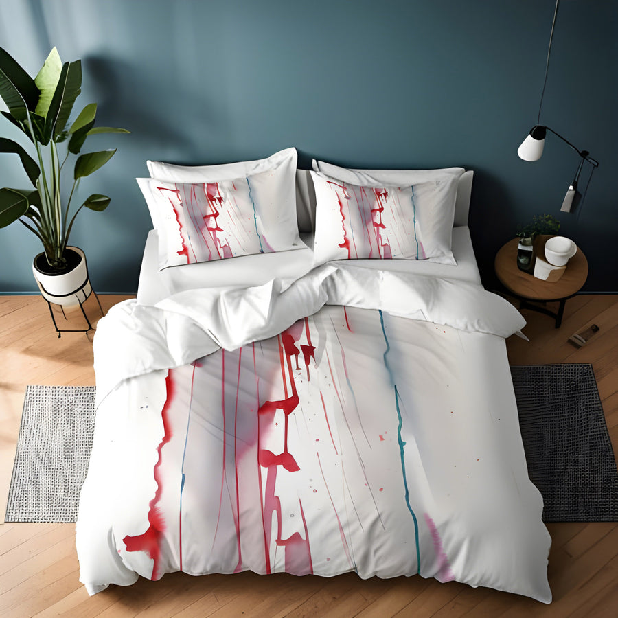 Red Minimalist Drip Abstract Pattern Duvet Cover