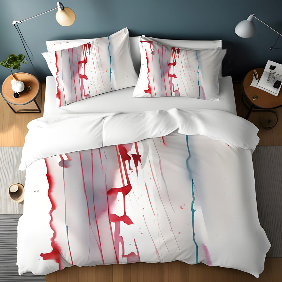 Red Minimalist Drip Abstract Pattern Duvet Cover