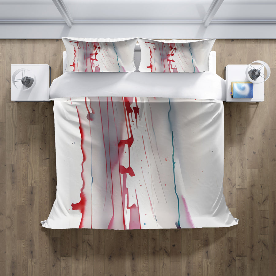 Red Minimalist Drip Abstract Pattern Duvet Cover