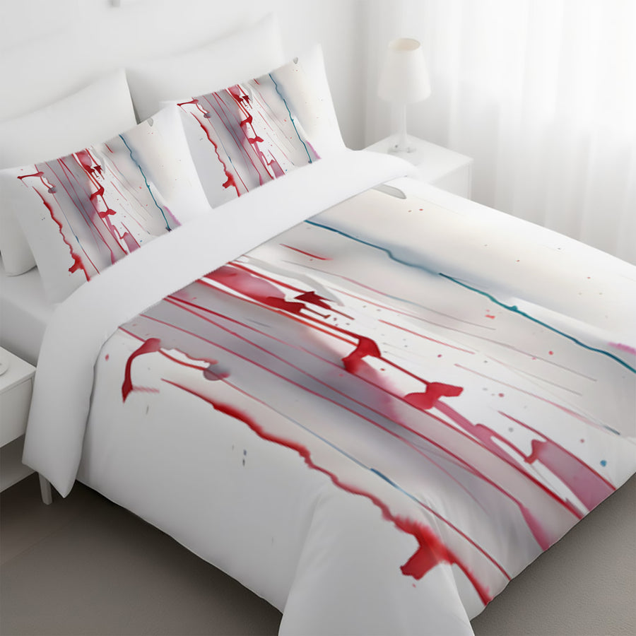 Red Minimalist Drip Abstract Pattern Duvet Cover