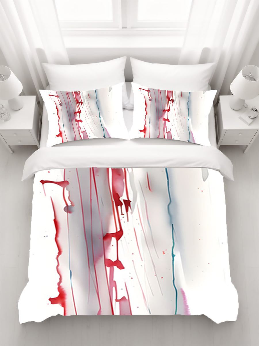 Red Minimalist Drip Abstract Pattern Duvet Cover