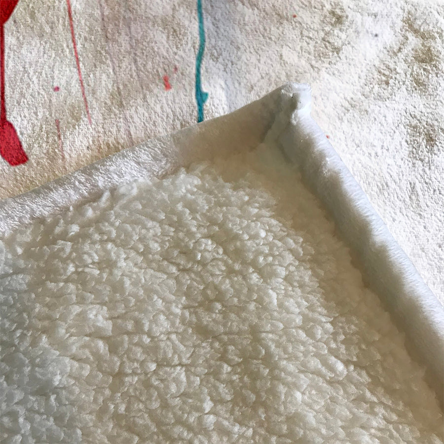 Red Minimalist Drip Abstract Pattern Fleece Sherpa Blanket
