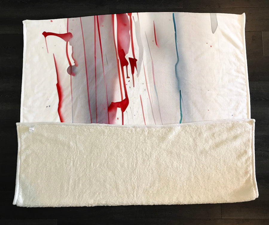 Red Minimalist Drip Abstract Pattern Fleece Sherpa Blanket