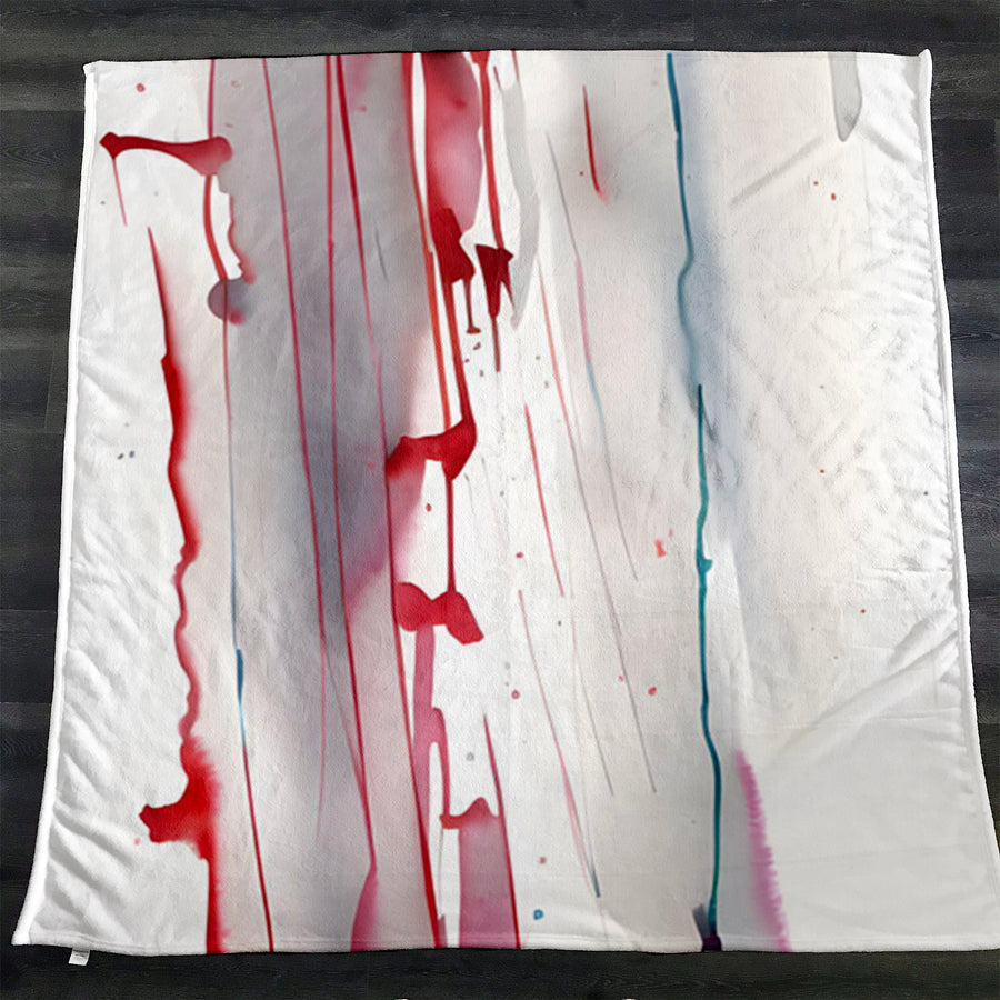 Red Minimalist Drip Abstract Pattern Fleece Sherpa Blanket