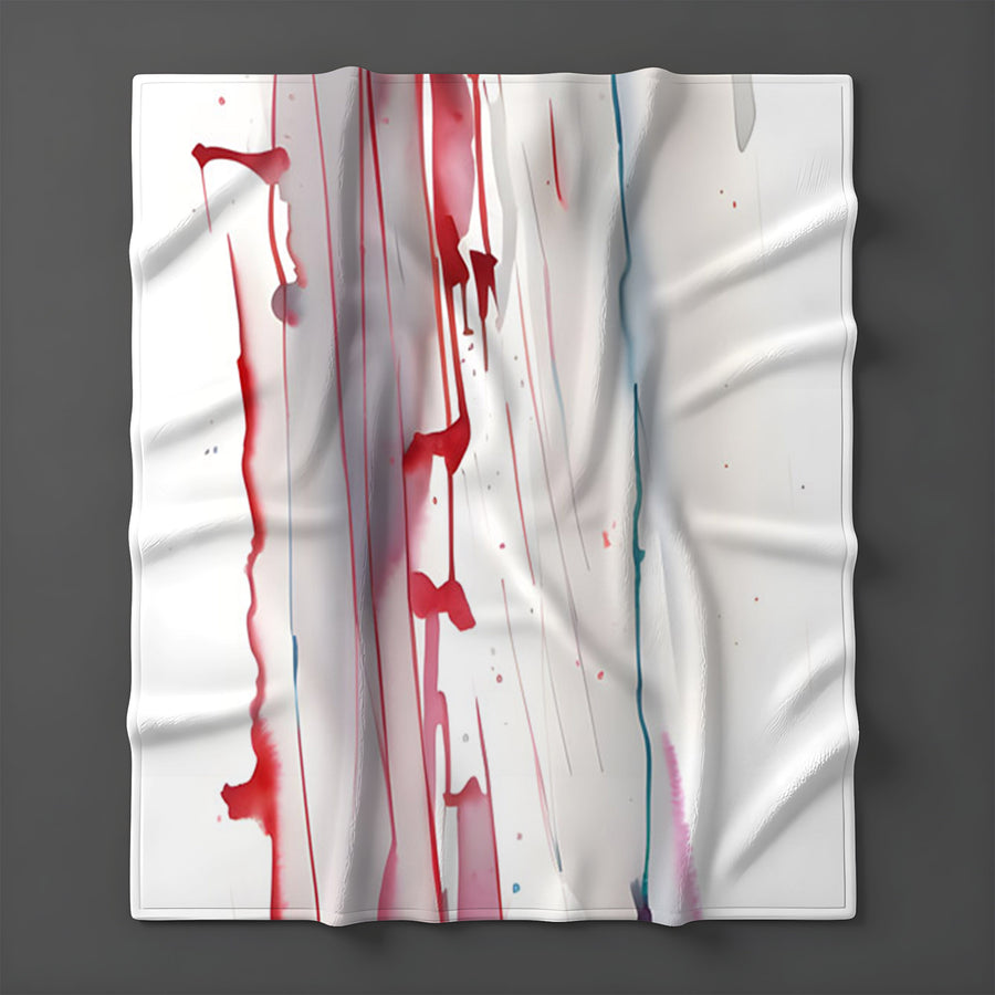 Red Minimalist Drip Abstract Pattern Fleece Sherpa Blanket