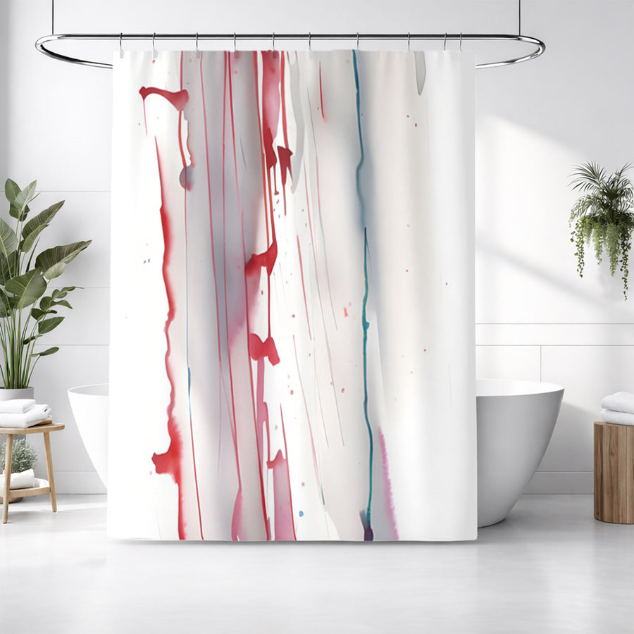 Red Minimalist Drip Abstract Pattern Shower Curtain