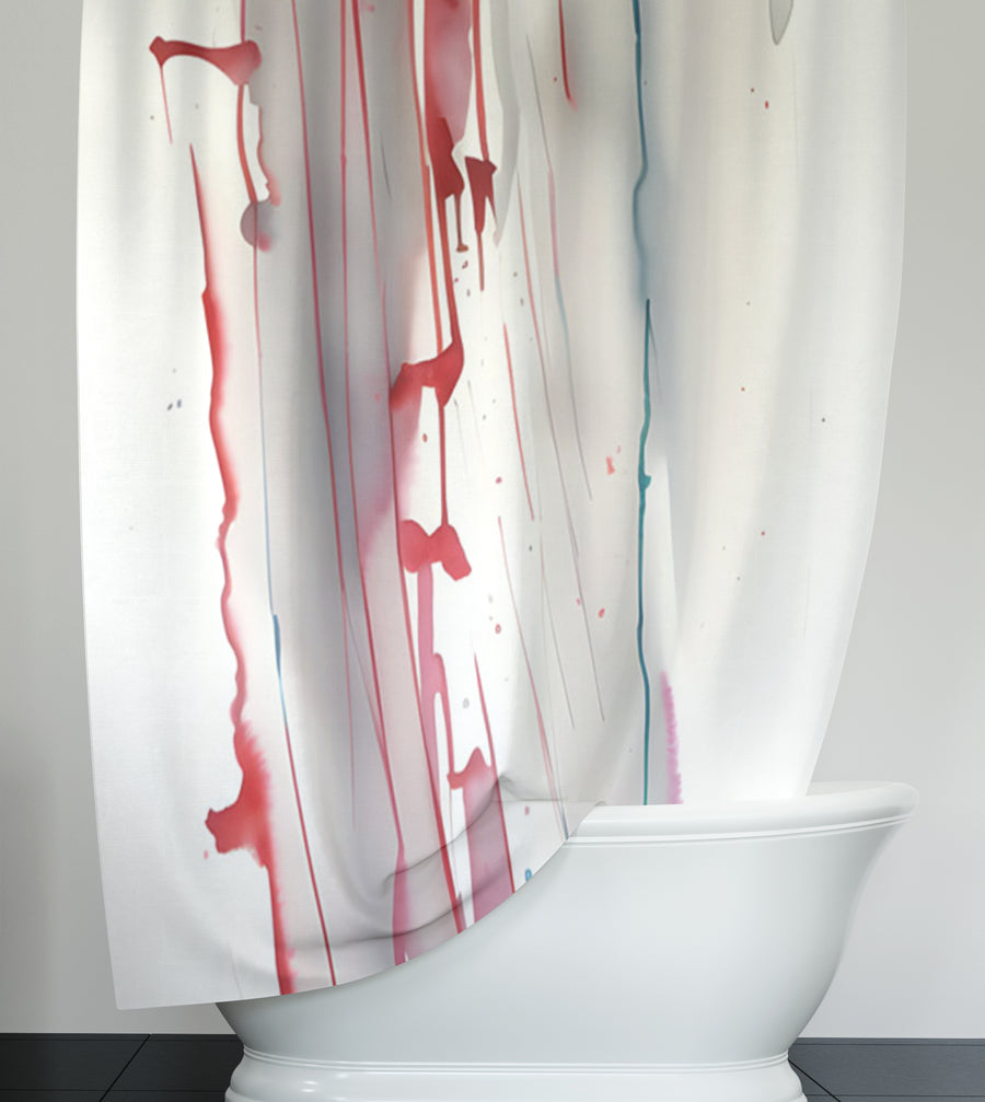 Red Minimalist Drip Abstract Pattern Shower Curtain