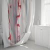 Abstract Splatter Shower Curtains - Red and White Watercolor Splatter Stripes - Deja Blue Studios