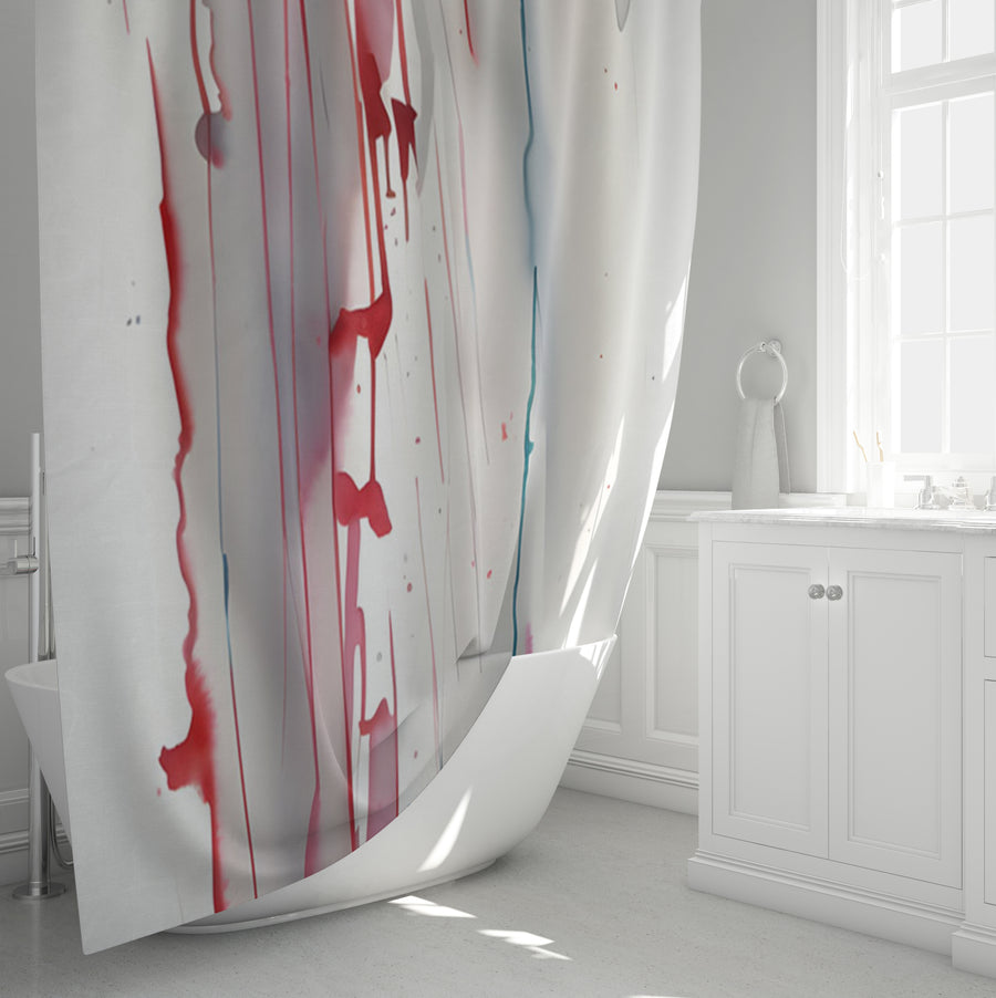 Red Minimalist Drip Abstract Pattern Shower Curtain