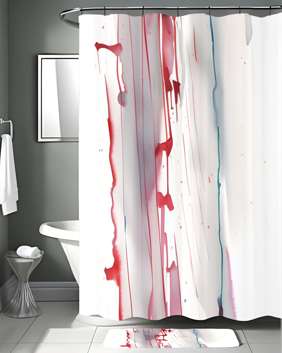 Red Minimalist Drip Abstract Pattern Shower Curtain