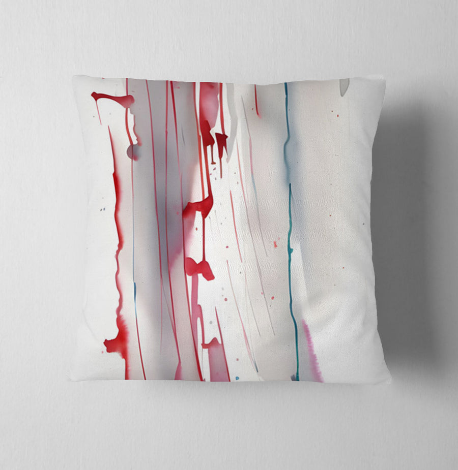Red Minimalist Drip Abstract Pattern Throw Pillow Cover