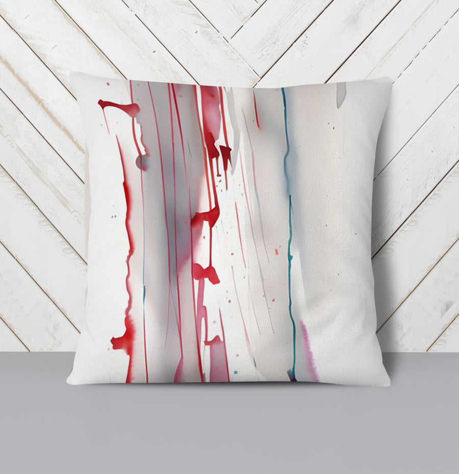 Red Minimalist Drip Abstract Pattern Throw Pillow Cover