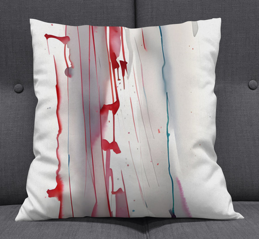 Red Minimalist Drip Abstract Pattern Throw Pillow Cover