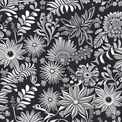 Gray Floral Botanical Pattern