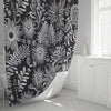 Floral Shower Curtains - Black and White Flower and Leaf Sketch Line Print - Deja Blue Studios