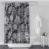 Floral Shower Curtains - Black and White Flower and Leaf Sketch Line Print - Deja Blue Studios