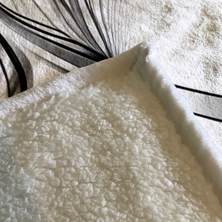 Black and White Fluid Line Pattern Fleece Sherpa Blanket