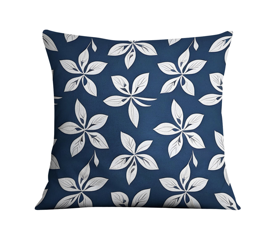 Blue Floral Geometric Pattern Throw Pillow Cover