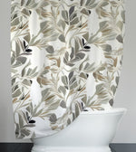 Abstract Shower Curtains - Brown, Gray and White Floral Style Print - Deja Blue Studios