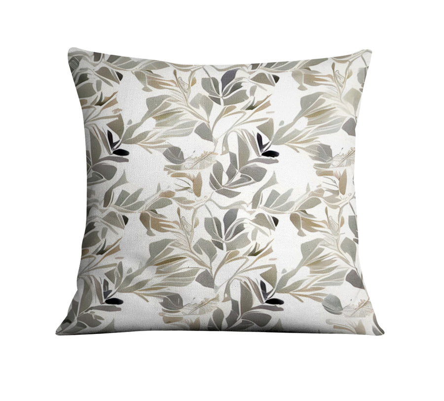Beige Botanical Leaf Pattern Throw Pillow Cover