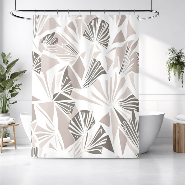 Beige Geometric Fan Pattern Shower Curtain