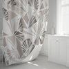 Abstract Art Deco Shower Curtains - Blush, Gray and White Fanned Shape Style Print - Deja Blue Studios