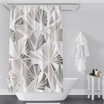 Abstract Art Deco Shower Curtains - Blush, Gray and White Fanned Shape Style Print - Deja Blue Studios