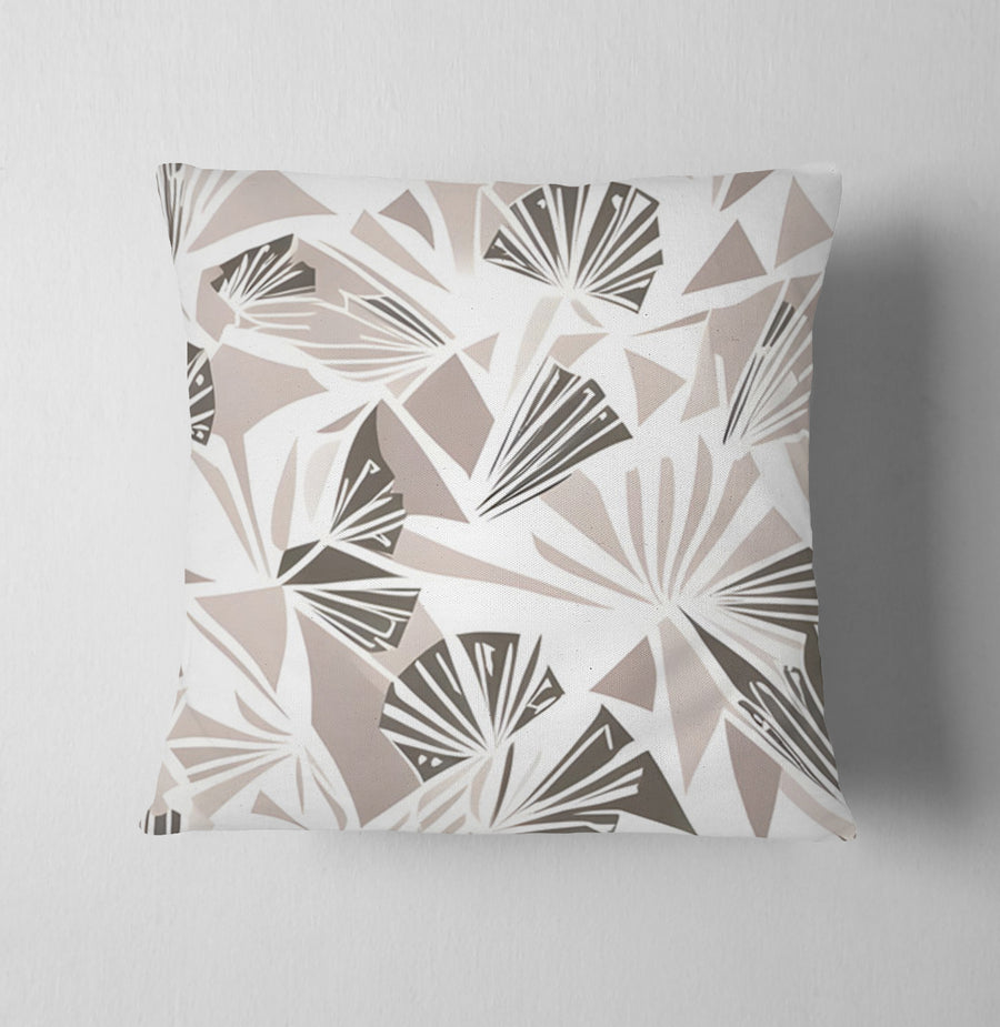 Beige Geometric Fan Pattern Throw Pillow Cover