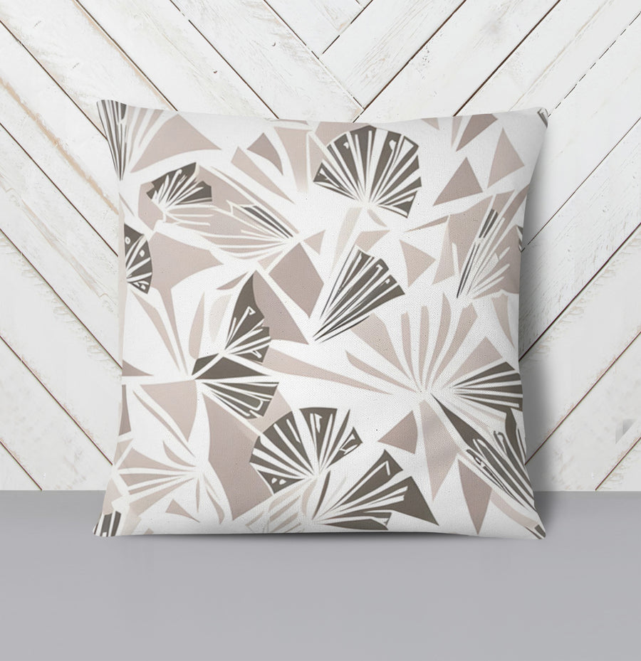 Beige Geometric Fan Pattern Throw Pillow Cover