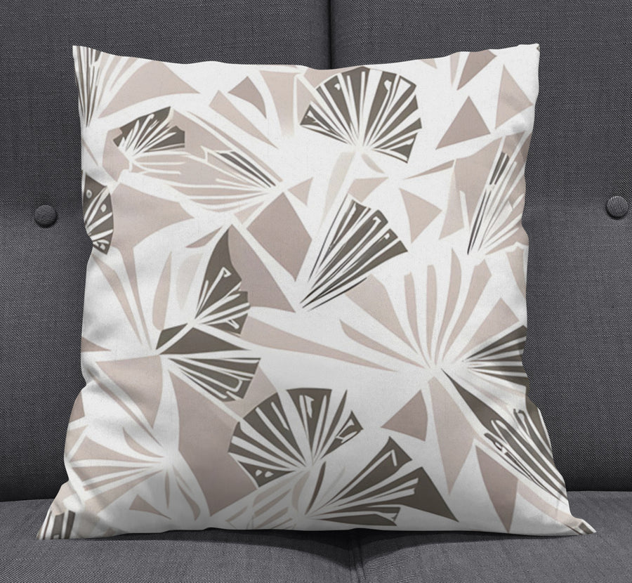 Beige Geometric Fan Pattern Throw Pillow Cover