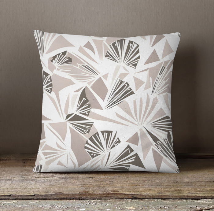 Beige Geometric Fan Pattern Throw Pillow Cover