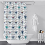 Abstract Art Deco Shower Curtains - Rainbow Checkered Leaf Pattern - Deja Blue Studios