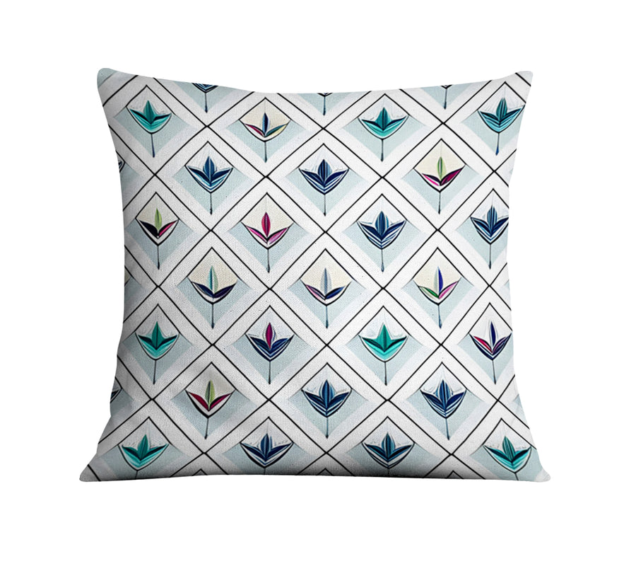 Teal Diamond Geometric Pattern Throw Pillow Cover