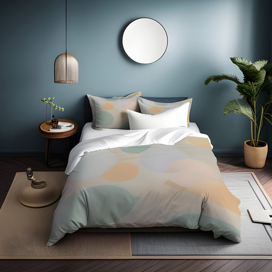 Beige Minimalist Circle Pattern Duvet Cover