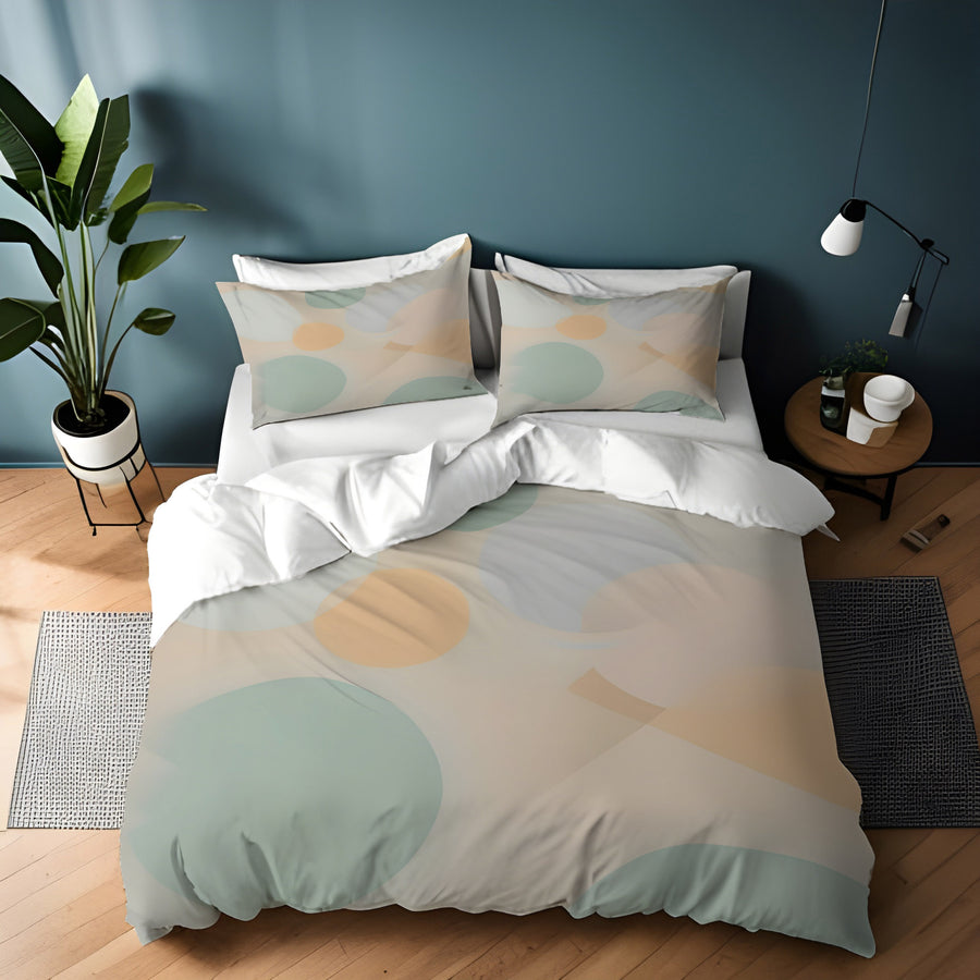Beige Minimalist Circle Pattern Duvet Cover