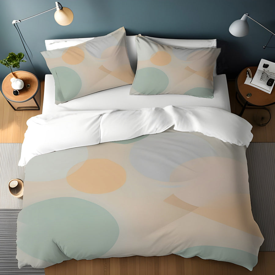 Beige Minimalist Circle Pattern Duvet Cover