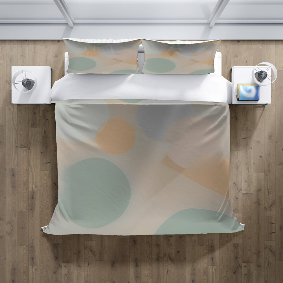 Beige Minimalist Circle Pattern Duvet Cover
