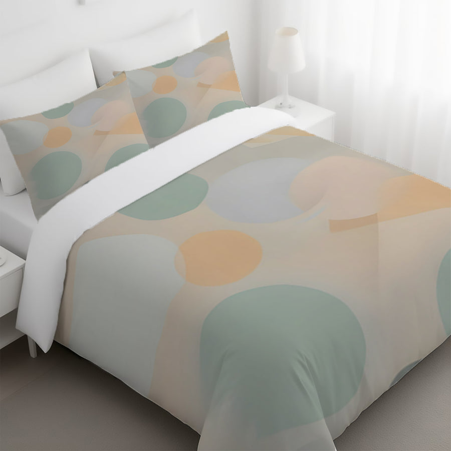Beige Minimalist Circle Pattern Duvet Cover