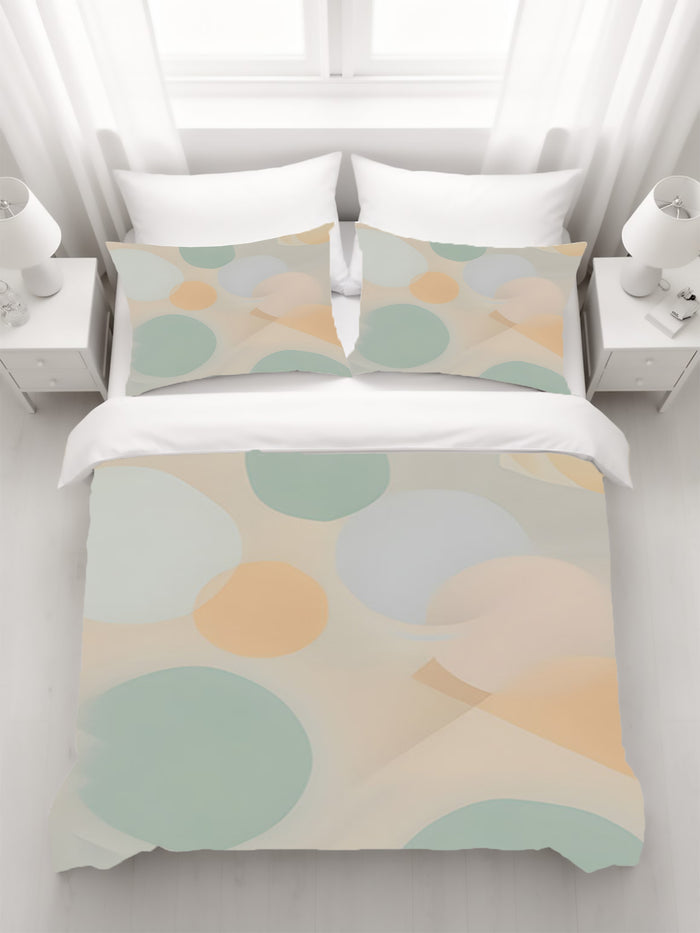 Beige Minimalist Circle Pattern Duvet Cover